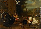 Famous Exotic Paintings - A Palace Garden with Exotic Birds and Farmyard Fowl